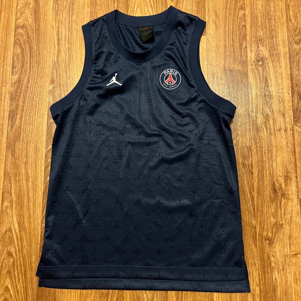 Jordan Tank Top Mens S Navy Paris Saint-Germain PSG Mesh Jersey Athletic